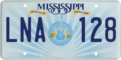 MS license plate LNA128
