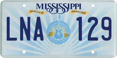 MS license plate LNA129