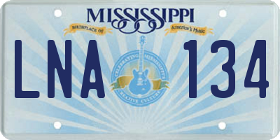 MS license plate LNA134
