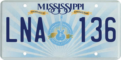 MS license plate LNA136