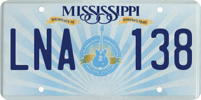 MS license plate LNA138