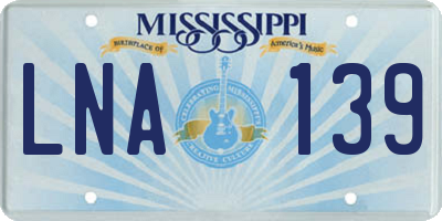 MS license plate LNA139