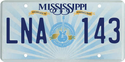 MS license plate LNA143