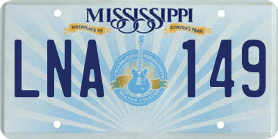 MS license plate LNA149