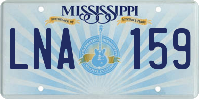 MS license plate LNA159