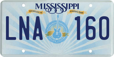MS license plate LNA160