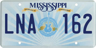 MS license plate LNA162