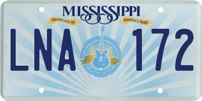 MS license plate LNA172