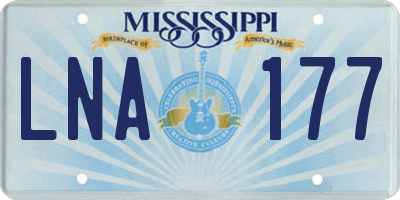 MS license plate LNA177