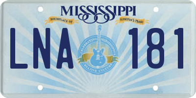 MS license plate LNA181