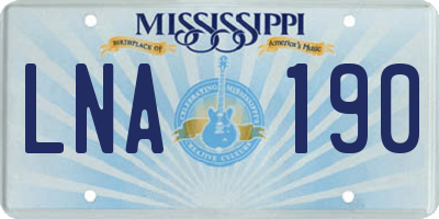 MS license plate LNA190