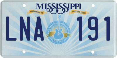MS license plate LNA191