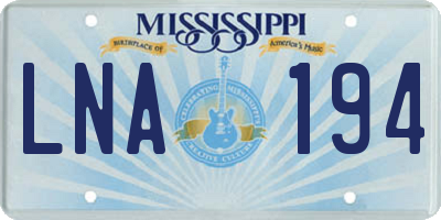 MS license plate LNA194