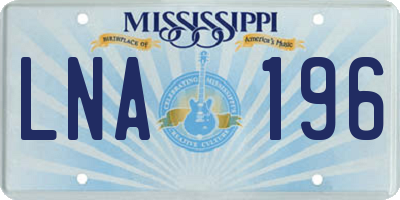 MS license plate LNA196