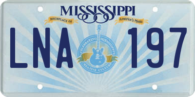 MS license plate LNA197