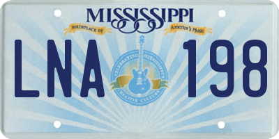 MS license plate LNA198