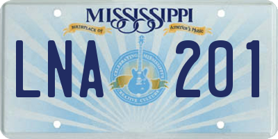 MS license plate LNA201