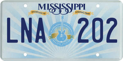 MS license plate LNA202