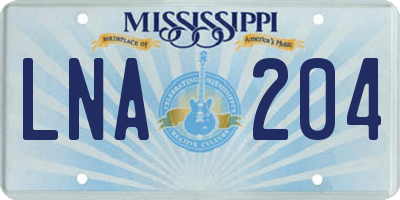 MS license plate LNA204