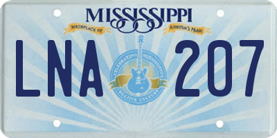 MS license plate LNA207