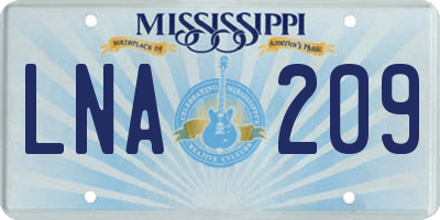 MS license plate LNA209
