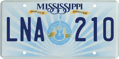 MS license plate LNA210