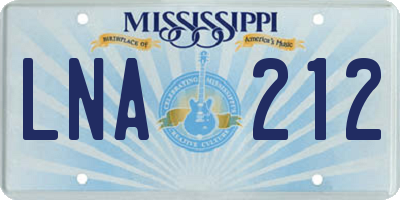 MS license plate LNA212