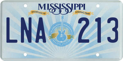 MS license plate LNA213
