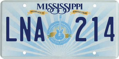 MS license plate LNA214