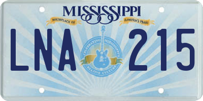 MS license plate LNA215