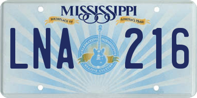 MS license plate LNA216