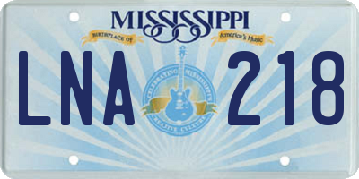 MS license plate LNA218
