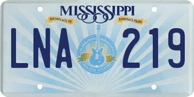 MS license plate LNA219