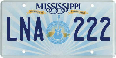 MS license plate LNA222