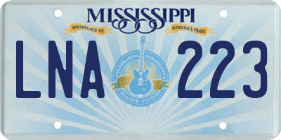 MS license plate LNA223