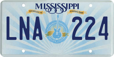 MS license plate LNA224