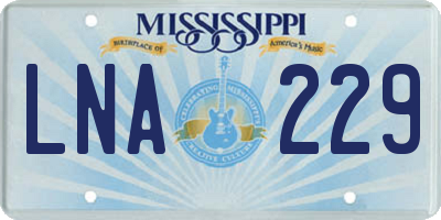 MS license plate LNA229