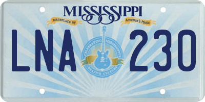 MS license plate LNA230