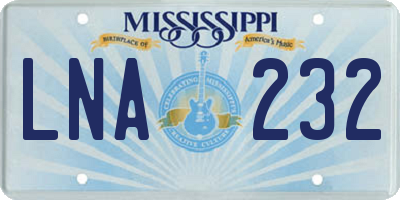 MS license plate LNA232