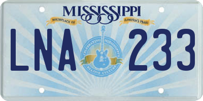 MS license plate LNA233
