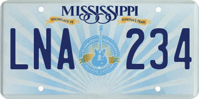 MS license plate LNA234