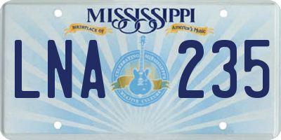 MS license plate LNA235