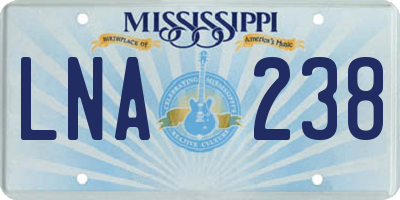 MS license plate LNA238