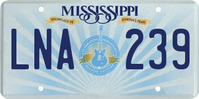 MS license plate LNA239