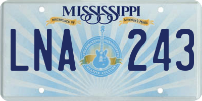 MS license plate LNA243