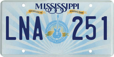 MS license plate LNA251