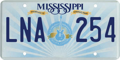 MS license plate LNA254