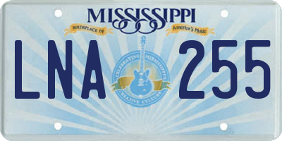 MS license plate LNA255