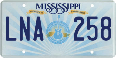 MS license plate LNA258