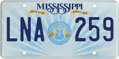 MS license plate LNA259